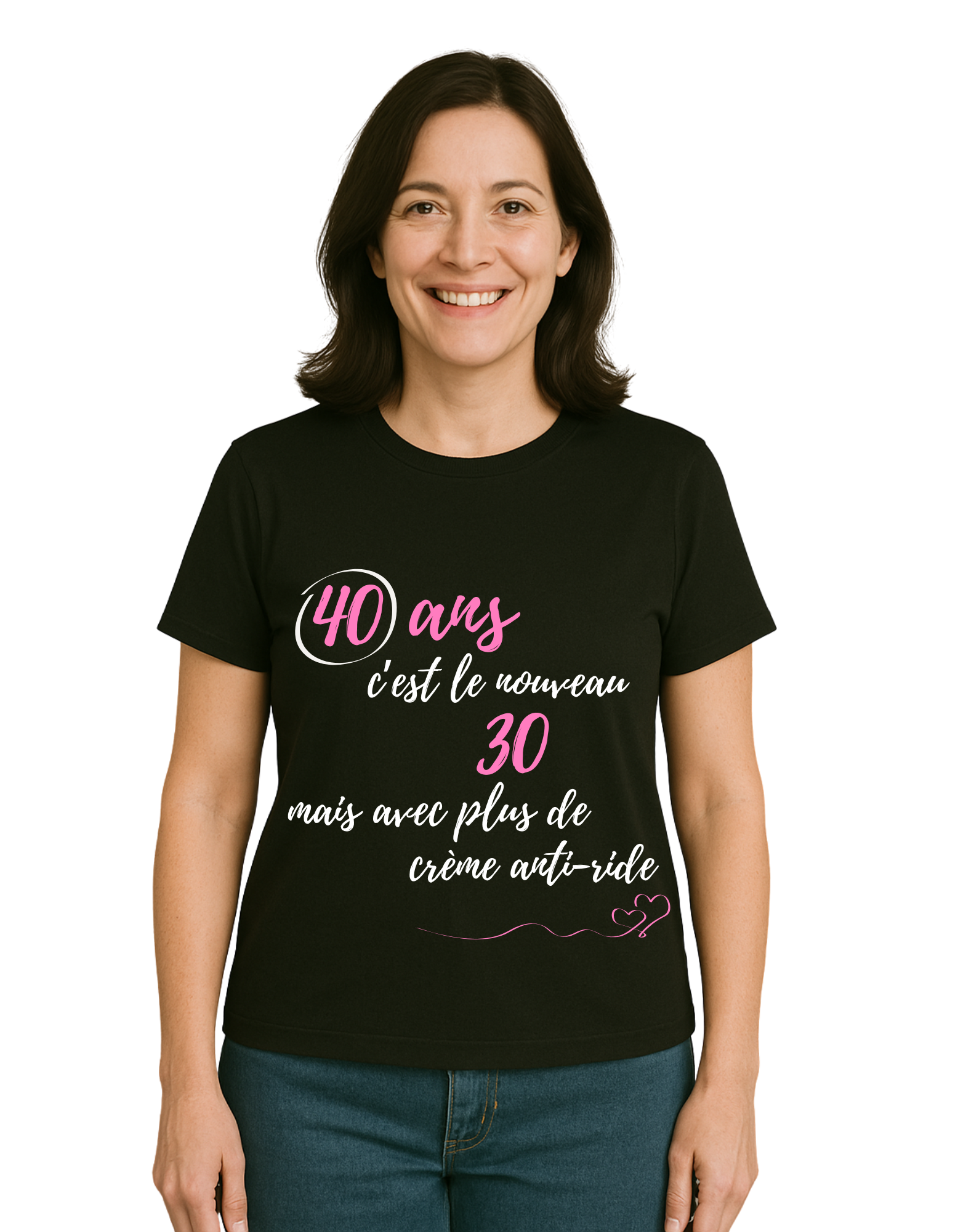 T-shirt "40 ans c’est le nouveau 30 (avec de la crème anti-rides)"